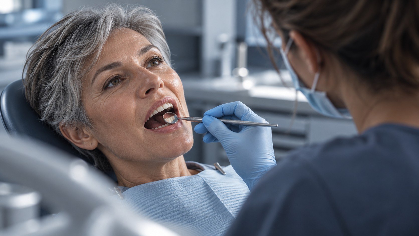 Visita odontoiatrica per valutare un impianto dentale